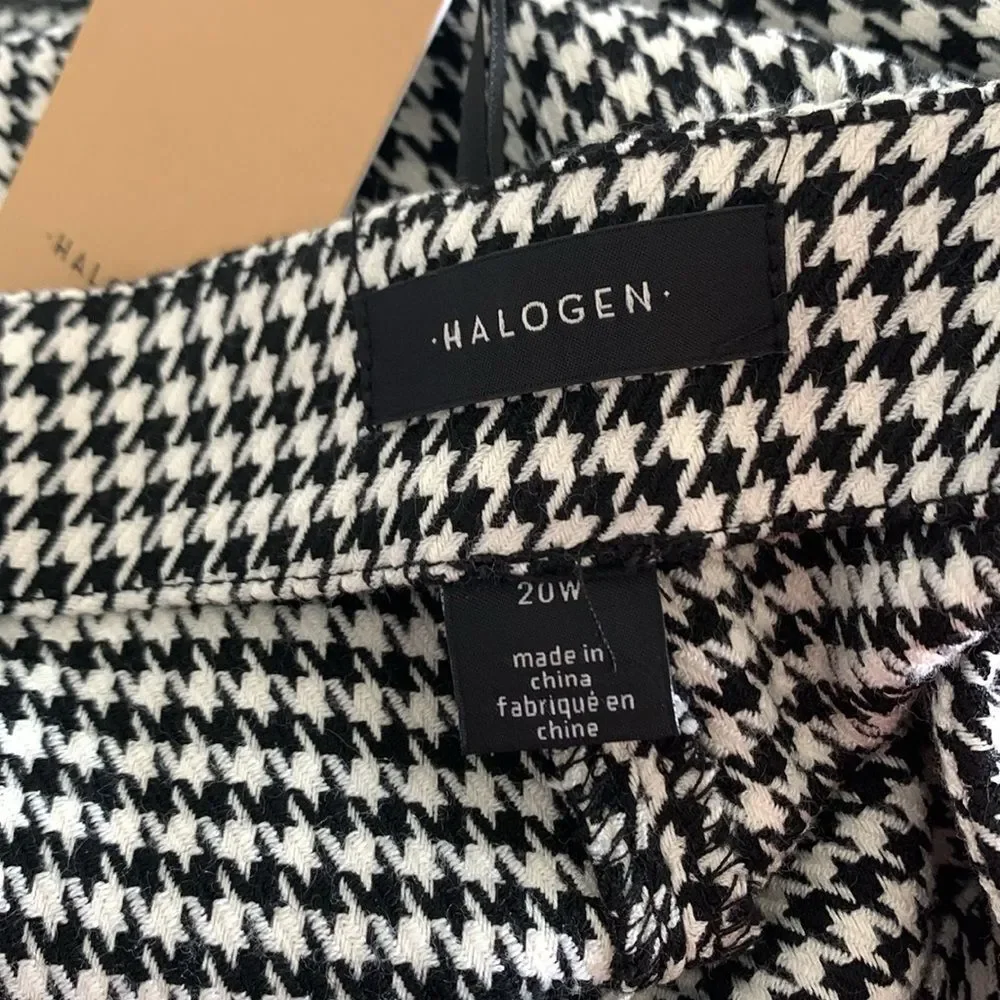 NWT Halogen Houndstooth Check Pants 20W Rich Black $138 Retail Slim Ankle!